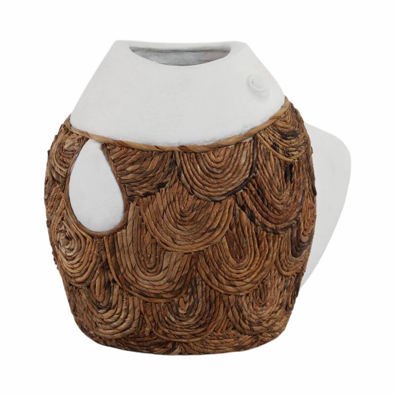 Pottery Terracotta Decorative Vase with Woven Banana Fiber Detailing