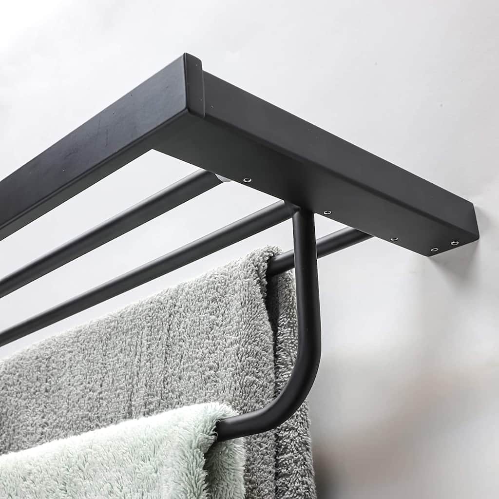 Dyconn Faucet Florence Series Bathroom Towel Shelf Rack in Black