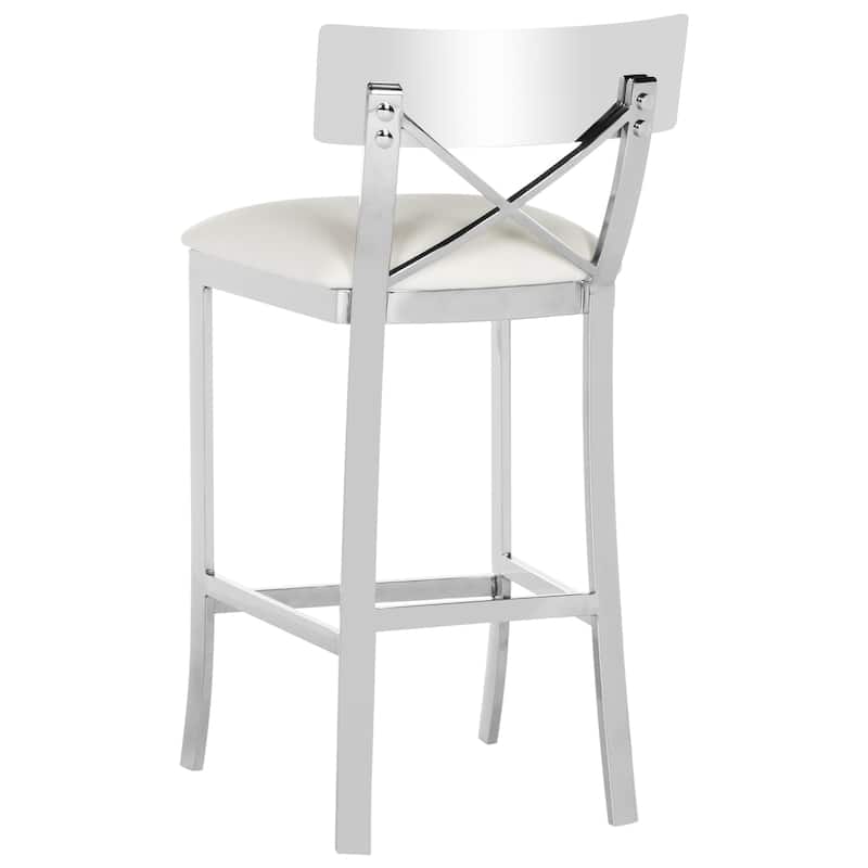 SAFAVIEH Peggie 35-inch Stainless Steel Cross Back Black Counter Stool - 17.5" x 18.5" x 35" - 18Wx19Dx35H