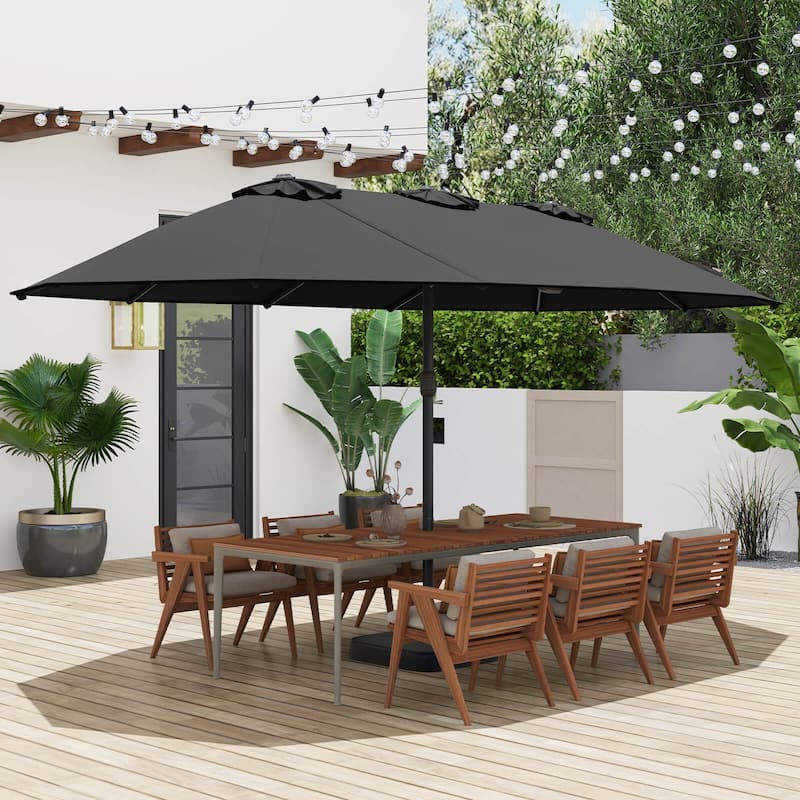 Costway 15FT Double-Sided Twin Patio Umbrella Outdoor Market W/ Crank