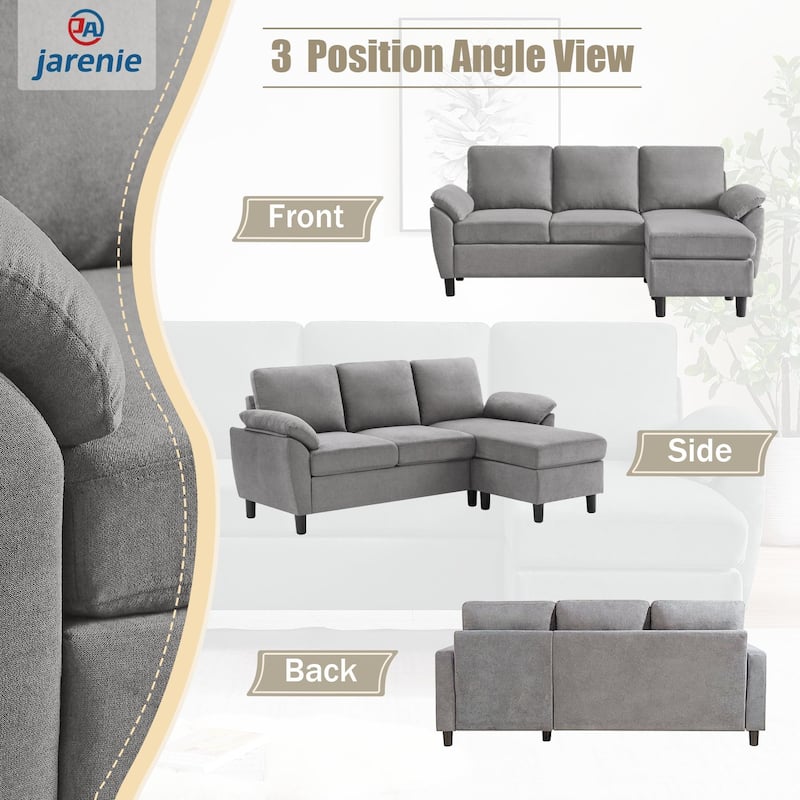 Modern Sectional Sofa Couch L Shaped with Removable Armrest, Convertible Couch with Reversible Ottoman for Living Room