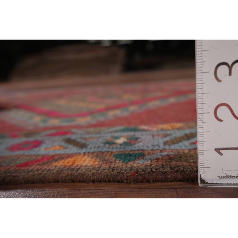 Tribal Ardebil Vintage Persian Runner Rug Handmade Wool Carpet - 3'5" x 12'9"