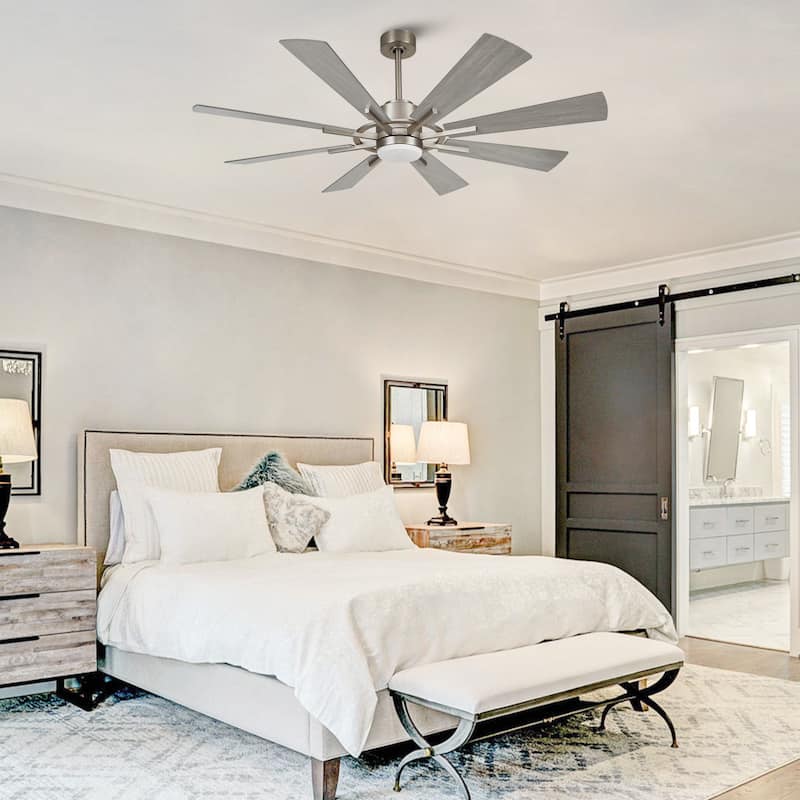 60" Farmhouse 8-Blade Large Windmill Ceiling Fan with Light and Remote