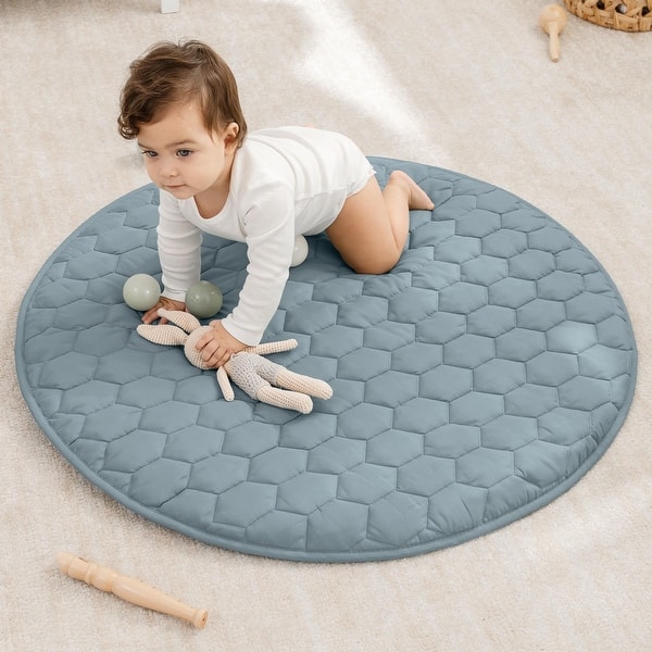 slide 2 of 92, Premium Play Mat - Soft and Comfortable Kids & Toddler Play Mat with Non-Slip Bottom by Comfy Cubs Pacific Blue - Round - 36"