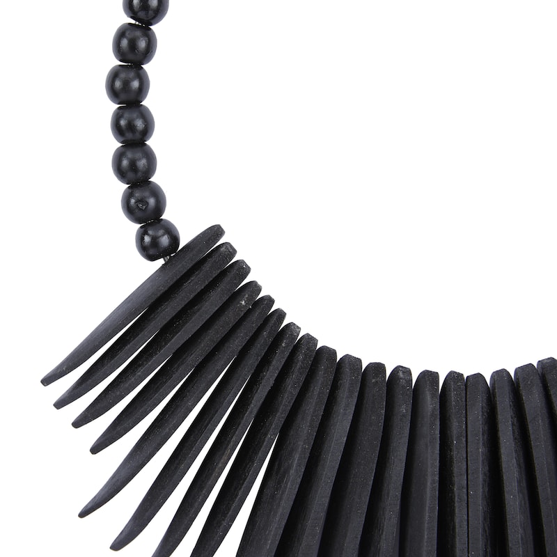 Wood Tribal Statement Necklace Home Wall Decor with Beaded Detailing - Black or Brown - Roche River Decor
