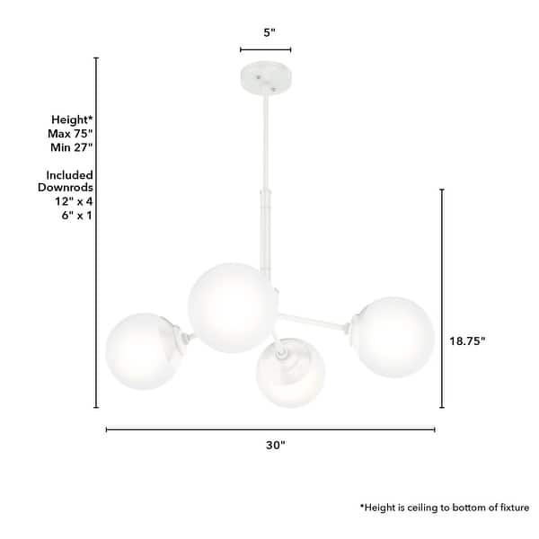 dimension image slide 8 of 9, Hunter Hepburn Chandelier - Dining Room, Entry - Retro/Minimalistic, Sputnik