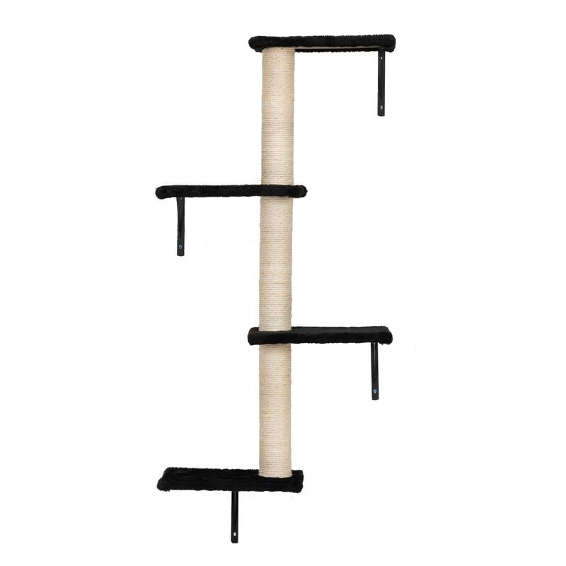 Cat Wall Shelves, Wall-Mounted Cat Climber Set of 5, Floating Cat Perches, Cat Furniture - Black