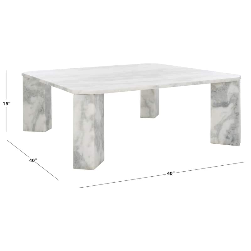 SAFAVIEH Couture Elseline Marble Top Square Coffee Table - 40 In. W x 40 In. D x 15 In. H - 40Wx40Dx15H - White