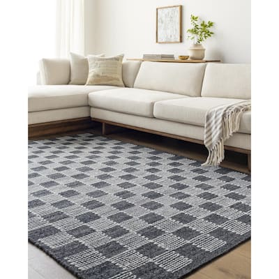 Braulio Transitional Checkered Wool Area Rug