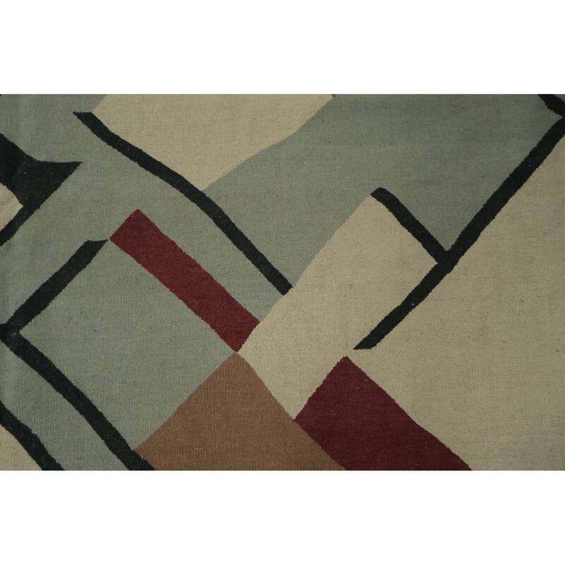 Hand Woven Oriental 100% Wool Carpet Southwestern Modern Greys & Charcoal Kilim Area Rug - 15' 3'' X 11' 11''