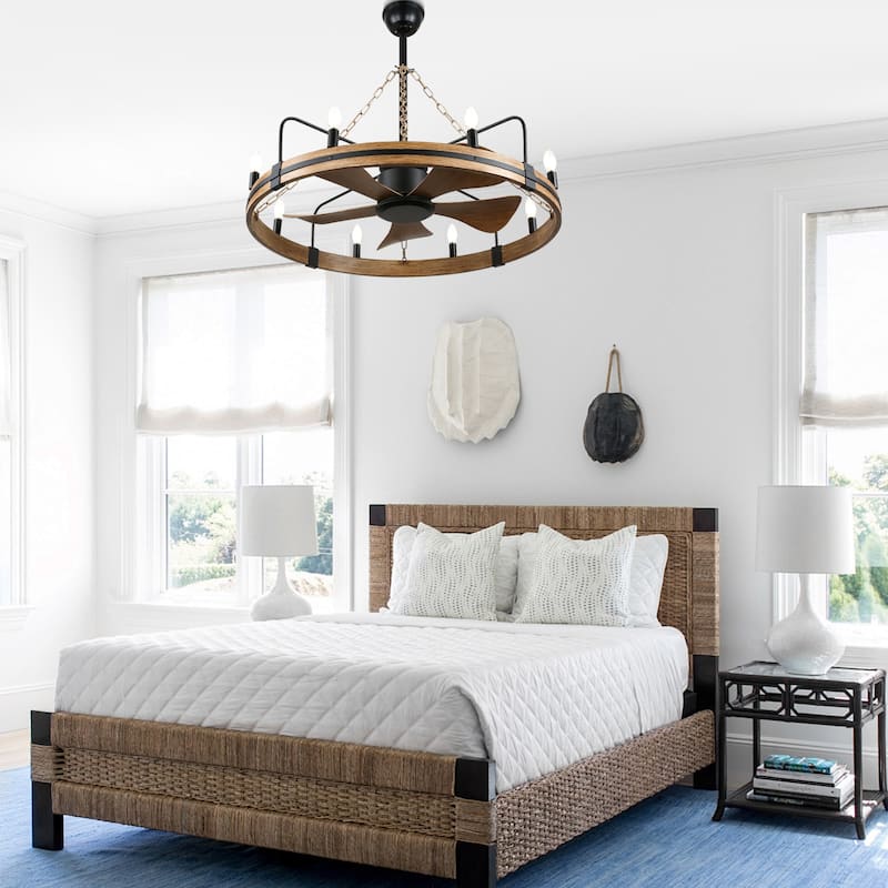 Bella Depot 36" Farmhouse Ceiling Fan with Light and Remote Rustic Metel Ceiling Fan