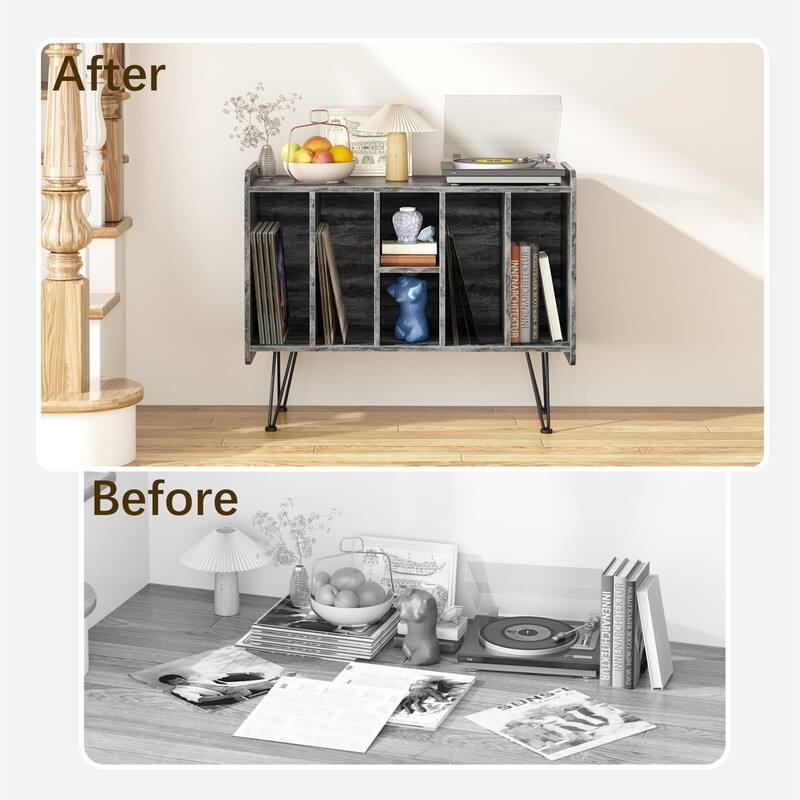 Large Vinyl Record Storage Stand - 13.6"D x 33.1"W x 26"H