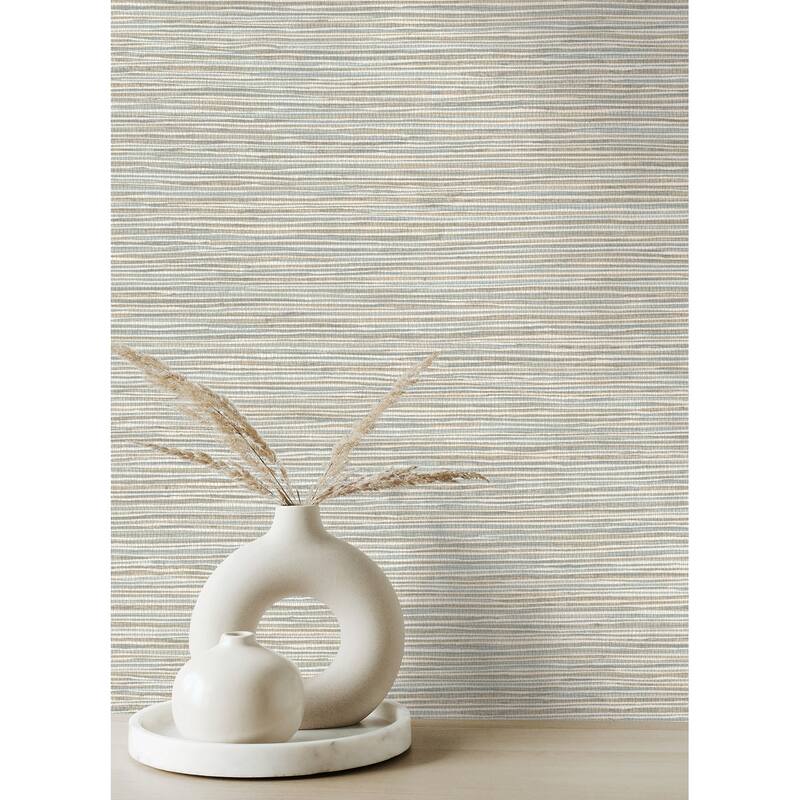 Advantage Alton Light Blue Faux Grasscloth Wallpaper