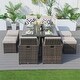 preview thumbnail 7 of 19, 9-Piece Aluminum Dining Set with Tempered Glass Tabletop and Umbrella Hole