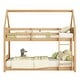 preview thumbnail 7 of 34, Twin Over Twin Low House Bunk Bed for Kids, Rubber Wood Floor Bed Frame with Guardrails, Ladder & Headboards for Bedroom