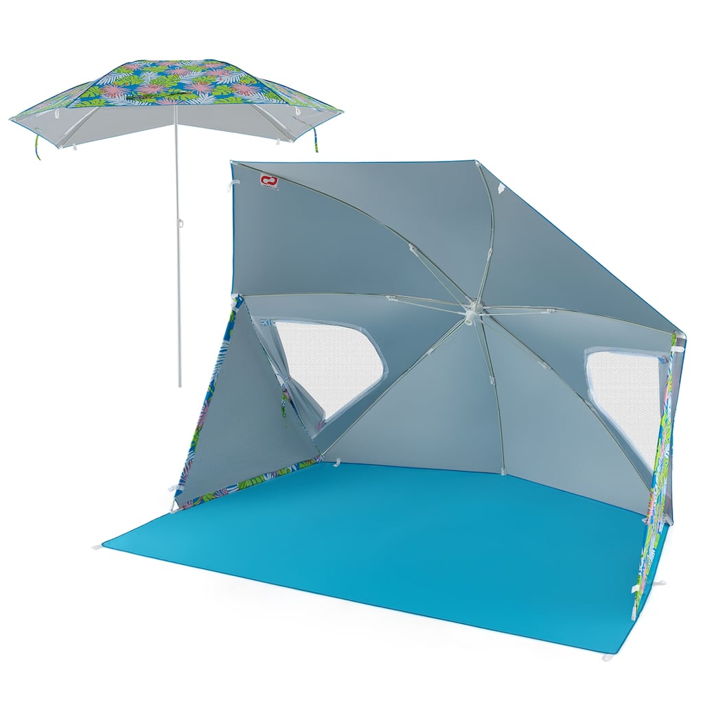 Gymax Convertible Beach Tent for 2-4 People w/ Roll-Up Windows Dual