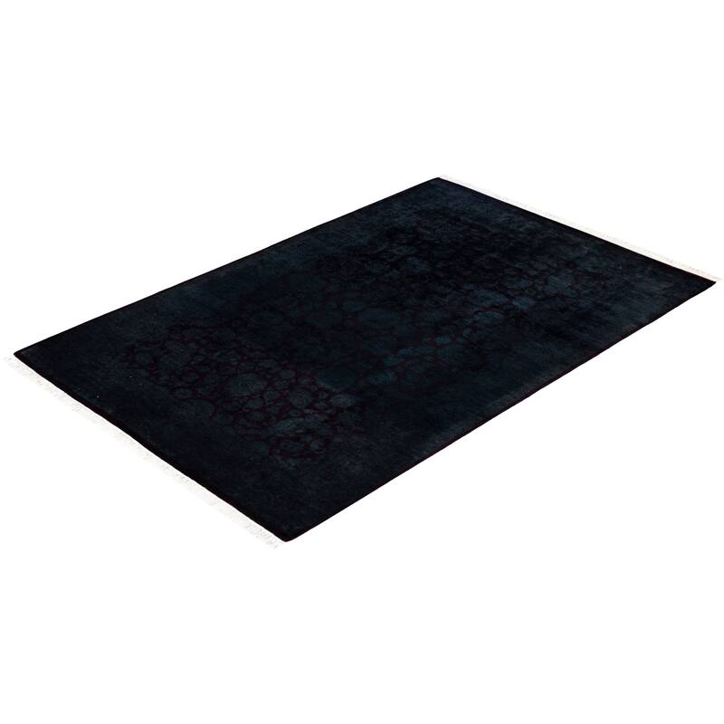 Overdyed One-of-a-Kind Hand-Knotted Area Rug - Black - 4' 2" x 6' 3"