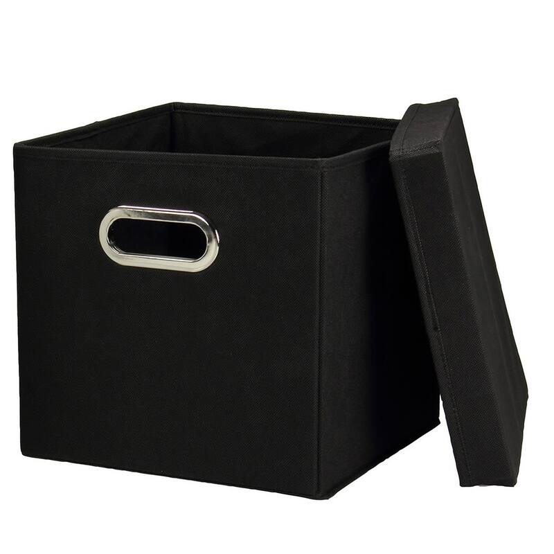 Household Essentials Storage Cubes with Lid and Grommet Handles, Set of 2