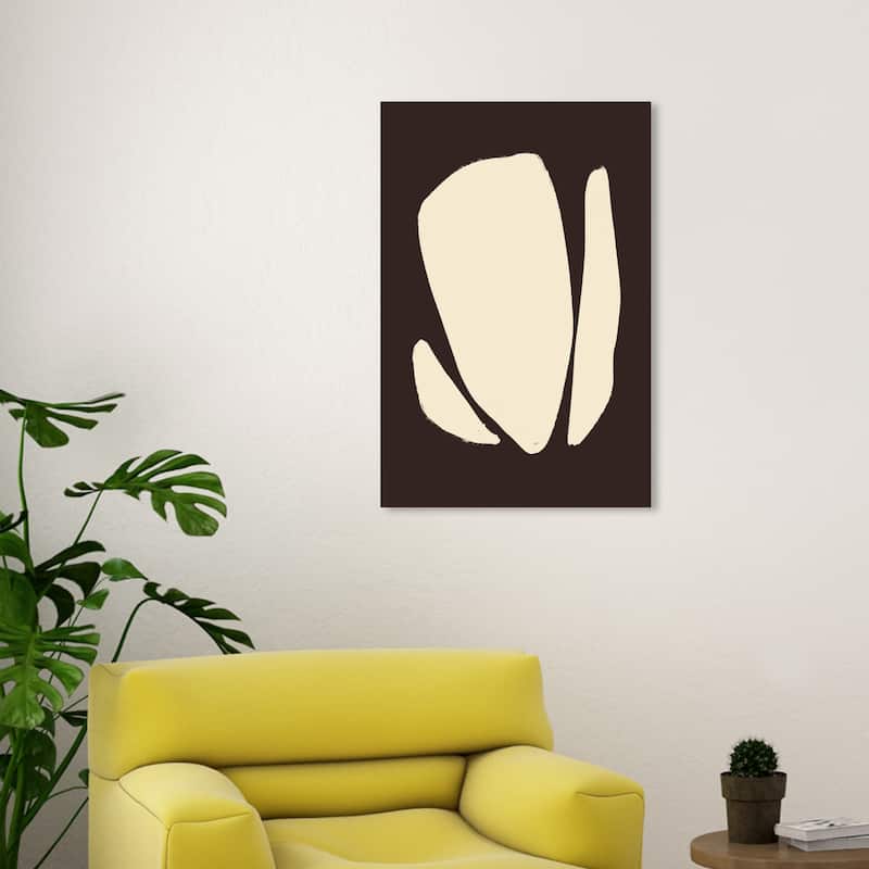 Wynwood Studio Canvas Abstract Petals Minimalist Black and Light Yellow Modern & Contemporary Wall Art Canvas Print - 30 x 20