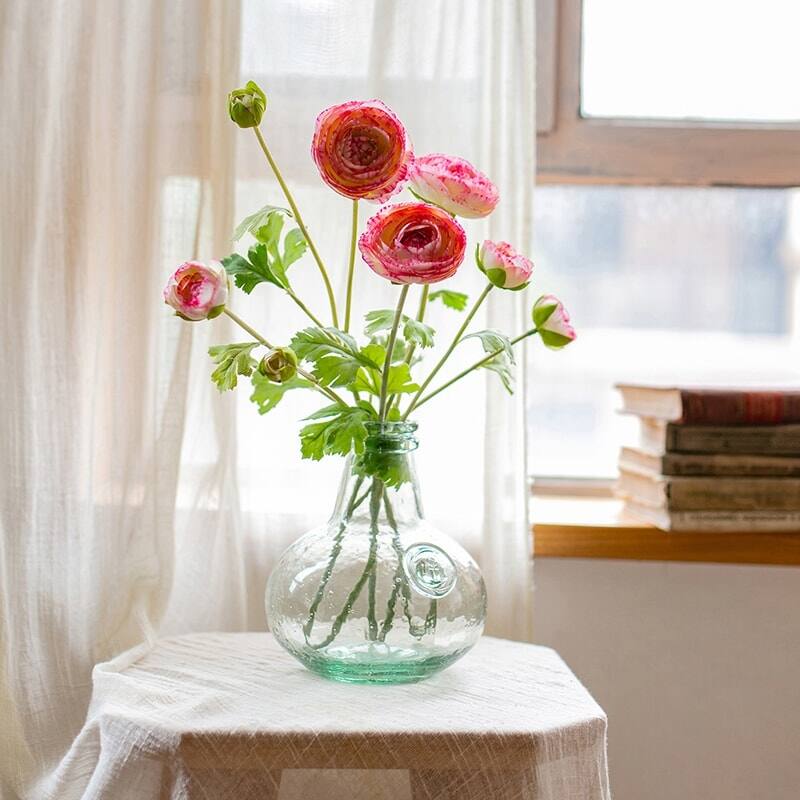 RusticReach Artificial Buttercup Flower Bundle in Pink or Purple 21" Tall