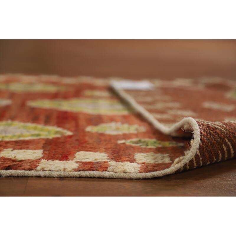 Orange Moroccan Oriental Runner Rug Handmade Hallway Wool Carpet - 3'5" x 15'10"