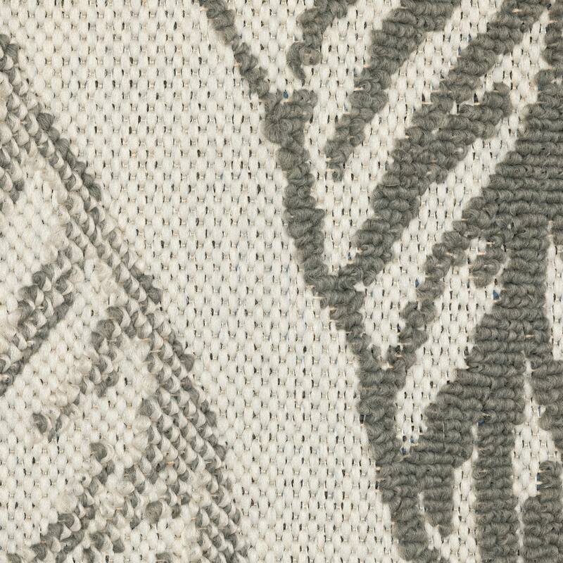 Vista Home Talcot Tropical Leaf Grey/Teal Indoor-Outdoor Area Rug