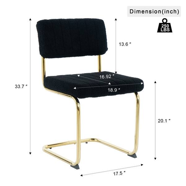 dimension image slide 1 of 2, Teddy Dining Chair Set of 2 with Upholstered Back Accent Chair and C-Shaped Metal Legs Vanity Chair, Student Desk Chair