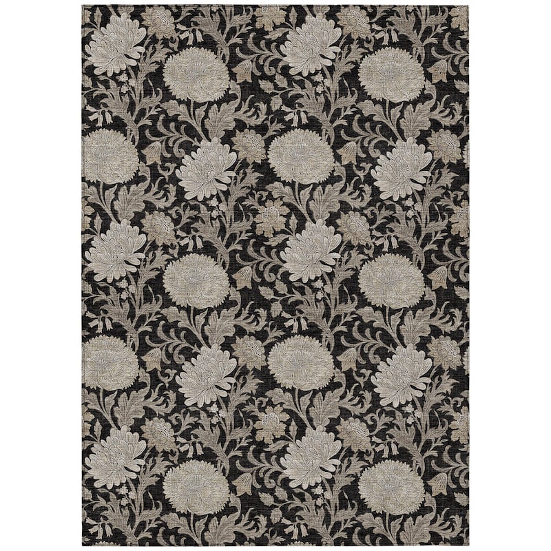 Machine Washable Indoor/ Outdoor Chantille Floral Rug
