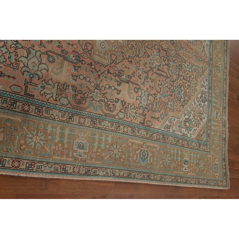 Distressed Tabriz Persian Vintage Rug Bedroom Handmade Wool Carpet - 6'10" x 9'8"