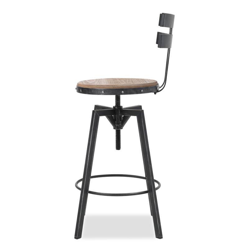 Metal barstool with wooden seat