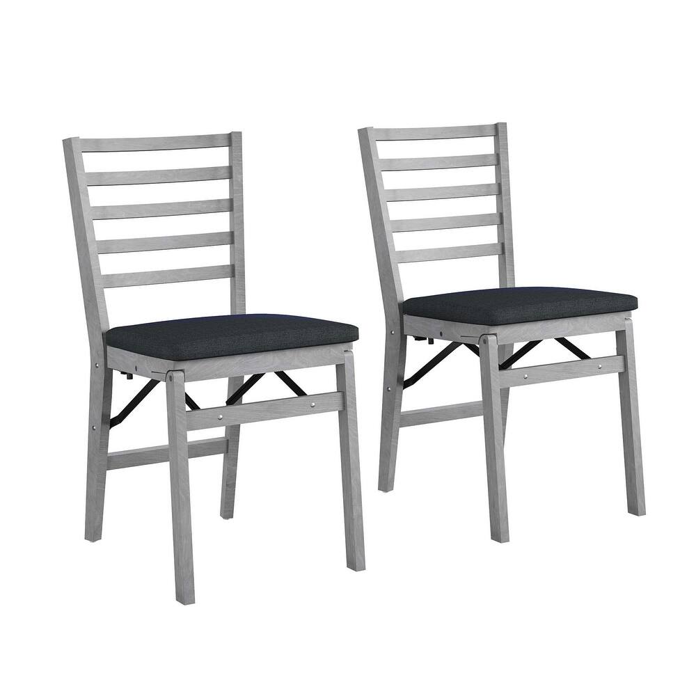 COSCO Contoured Back Wood Folding Chair with Fabric Seat, 2-Pack