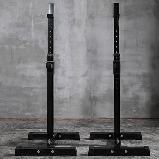 A pair of adjustable deep squat racks barbell bench press portable ...