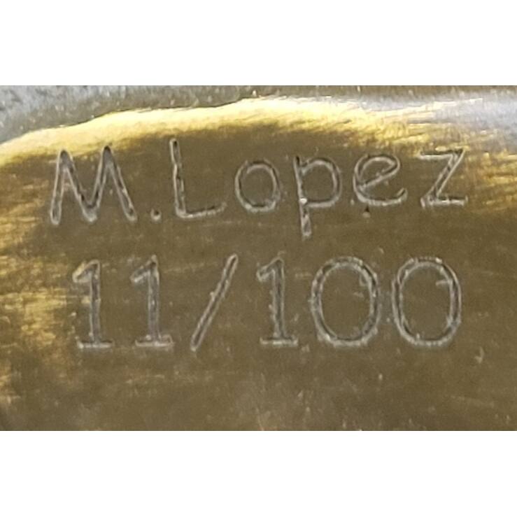 Eight Galloping Imitative Horses Bronze Sculpture On Marble Base Signed M. Lopez