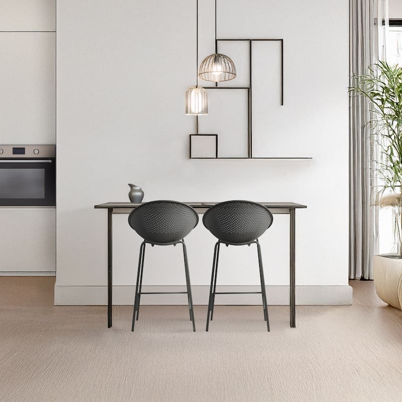 Set of 2 26-inch Contemporary Eiffel Dowel DSW Counter Height Stool Barstool With Backs For Kitchen Home Side Break Room