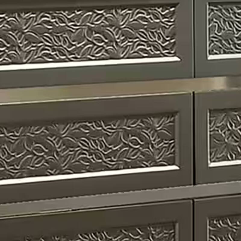 Levi 6 Drawer Wide Dresser, Dark Gray Solid Wood, Bedroom Storage