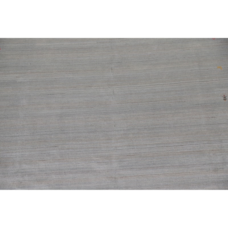 Gabbeh Tribal Grey Area Rug Handmade Wool Carpet - 8'10"x 11'8"