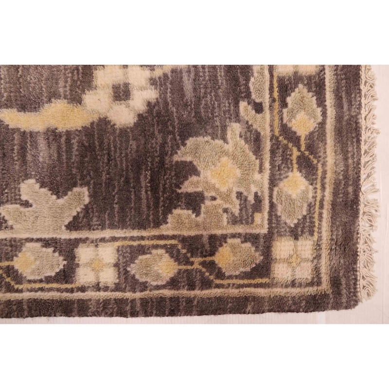 ECARPETGALLERY Hand-knotted Royal Oushak Dark Grey Wool Rug - 9'11 x 13'11