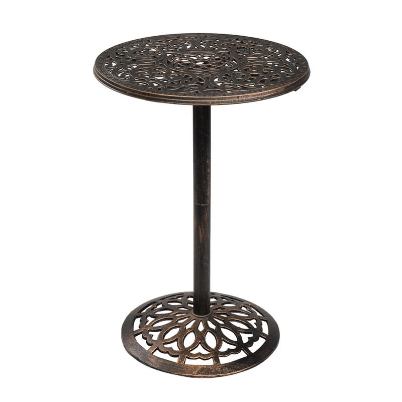 Outdoor Bistro Pub Table, Round Patio Bar Height Cocktail Table, Antique Bronze - Bronze