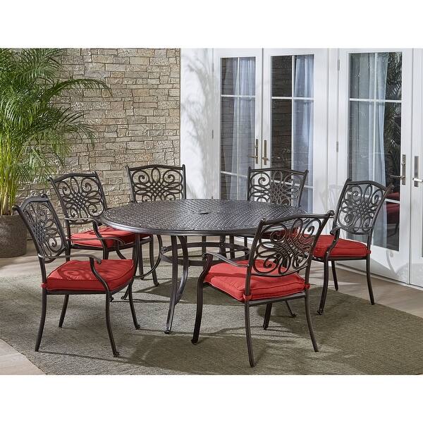 Shop Hanover Traditions 7 Piece Dining Set In Red With Six Dining Chairs And A 60 In Cast Top Table On Sale Overstock 20707797