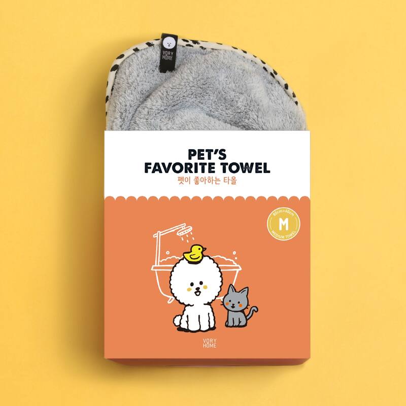 PET’S FAVORITE TOWEL, Premium High Quality Microfiber Pet Towel, Ultra-Absorbent, Quick Drying Towel, White, Made in Korea