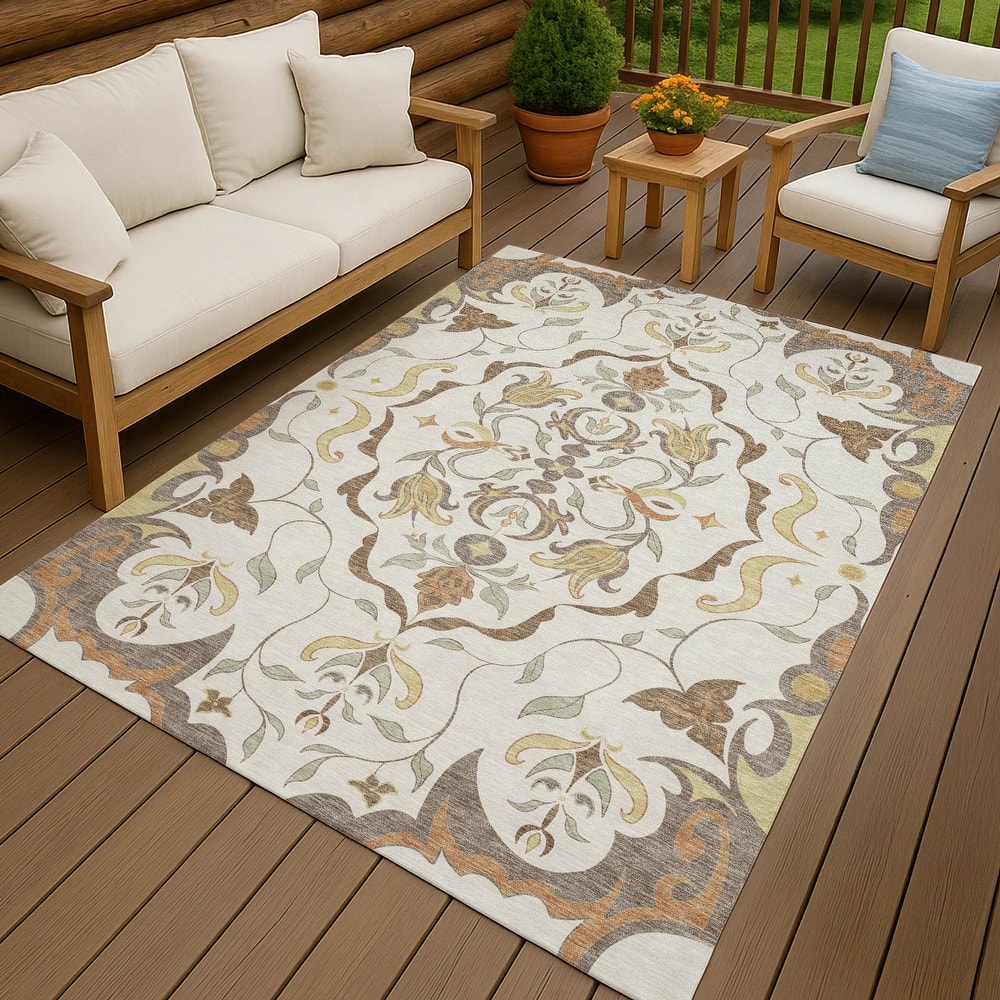 Machine Washable Indoor/ Outdoor Traditional Florence Chantille Rug