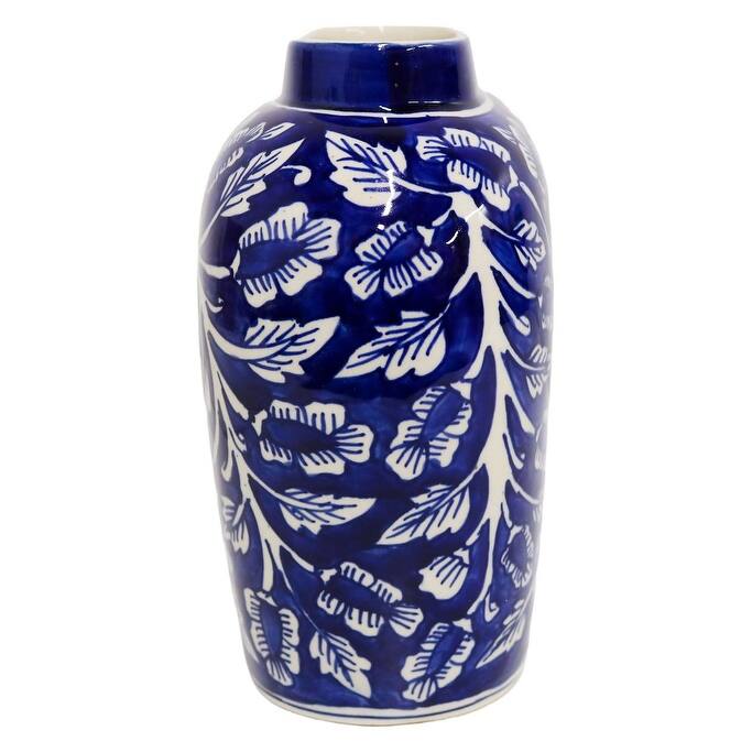 Home&Manor Ceramic Large Blue Vase