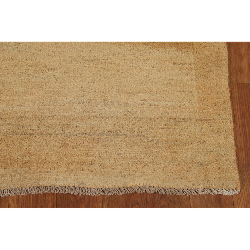Modern Gold Gabbeh Oriental Foyer Rug Handmade Wool Carpet - 3'5"x 4'10"