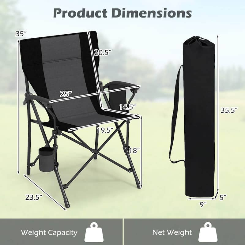 Costway 1/2 PCS Folding Camping Chair for Adults Portable Lawn Chair