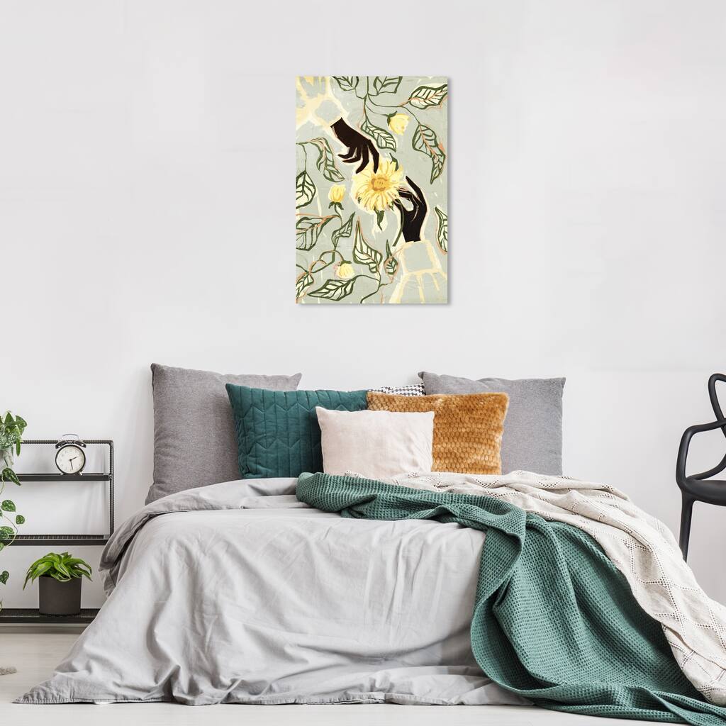 Wynwood Studio Canvas Floral and Botanical Sun Flower Reach Yellow and Light Yellow Modern & Contemporary Wall Art Canvas Print