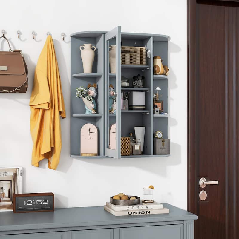 Gymax Bathroom Wall Medicine Cabinet Wall Mounted Storage Organizer - See Details
