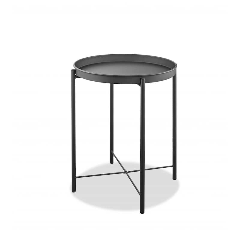 HomeRoots 21" Gray Aluminum Round End Table - 17' X '21' X '17