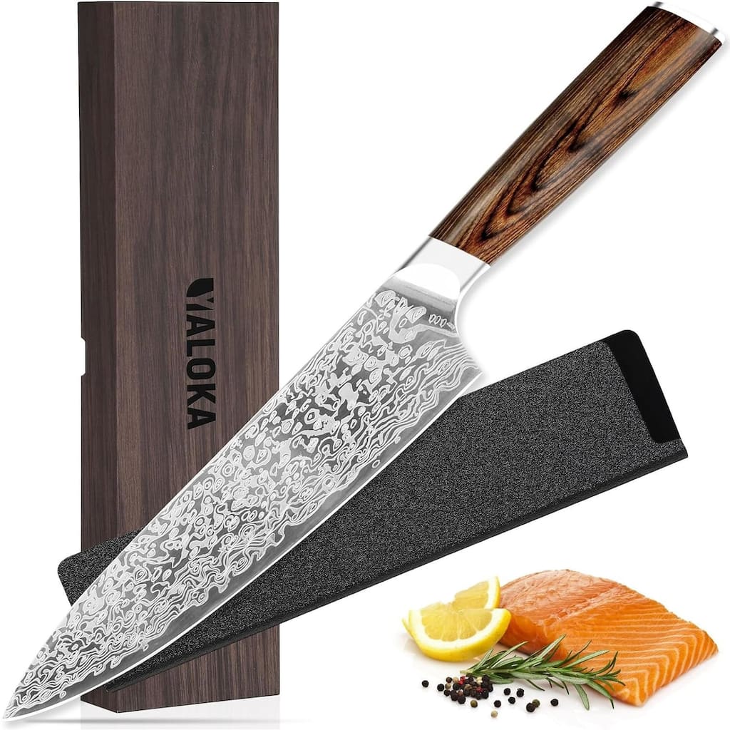 8" Japanese Chef Knife,Vanadium Steel Sharp,Mahogany Handle Gift Ready