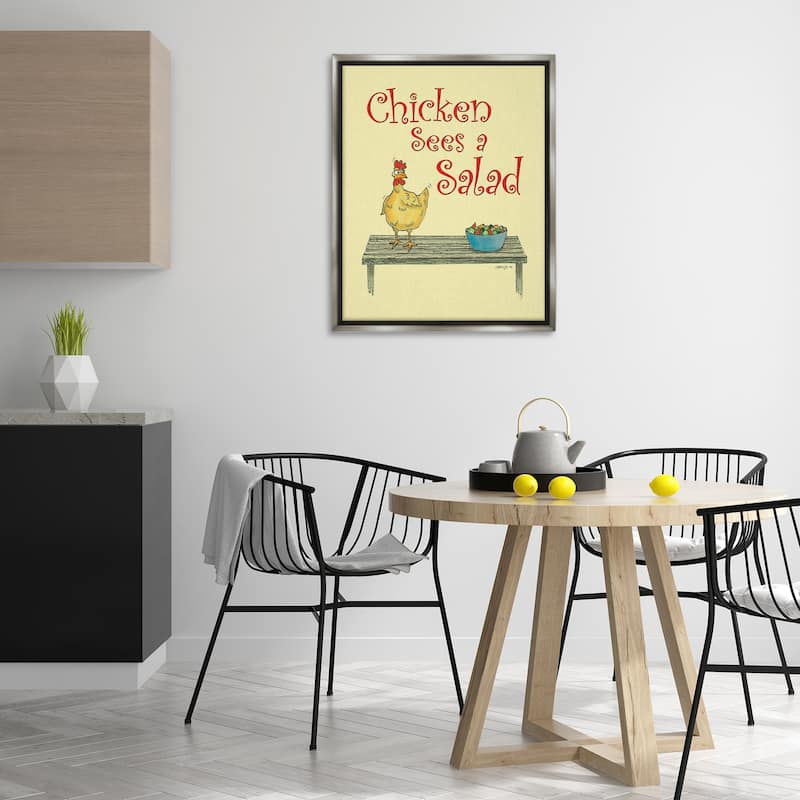 Stupell Chicken Salad Vintage Pun Framed Floater Canvas Wall Art Design By Roger Straub