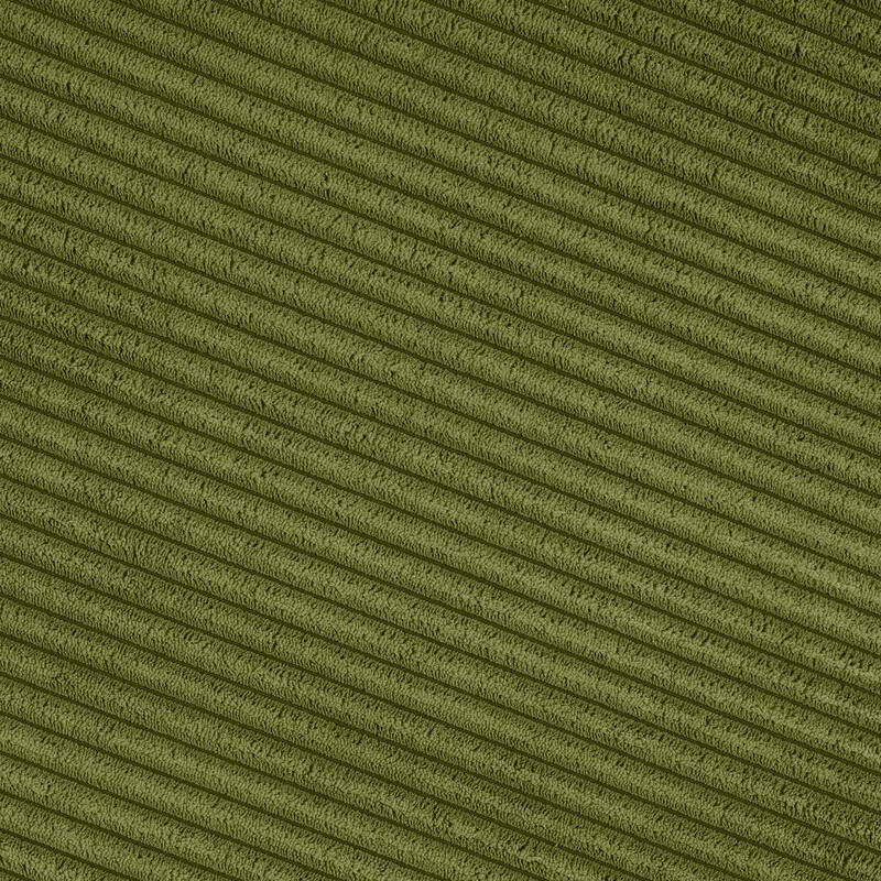 Corduroy Upholstered Round Ottoman - Olive Green Stylish Accent Table